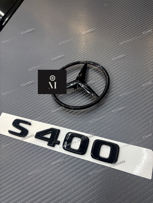 Gloss Black S400 Emblem Set – Compatible with Mercedes-Benz W222 W223