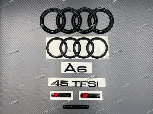Mesh Autoparts & Accessories Audi A6 Gloss Black Full Emblem Set
