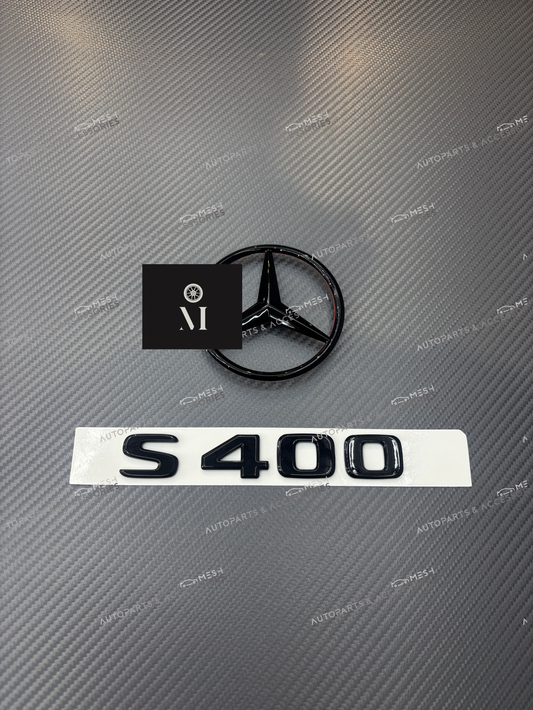 Gloss Black S400 Emblem Set – Compatible with Mercedes-Benz W222 W223