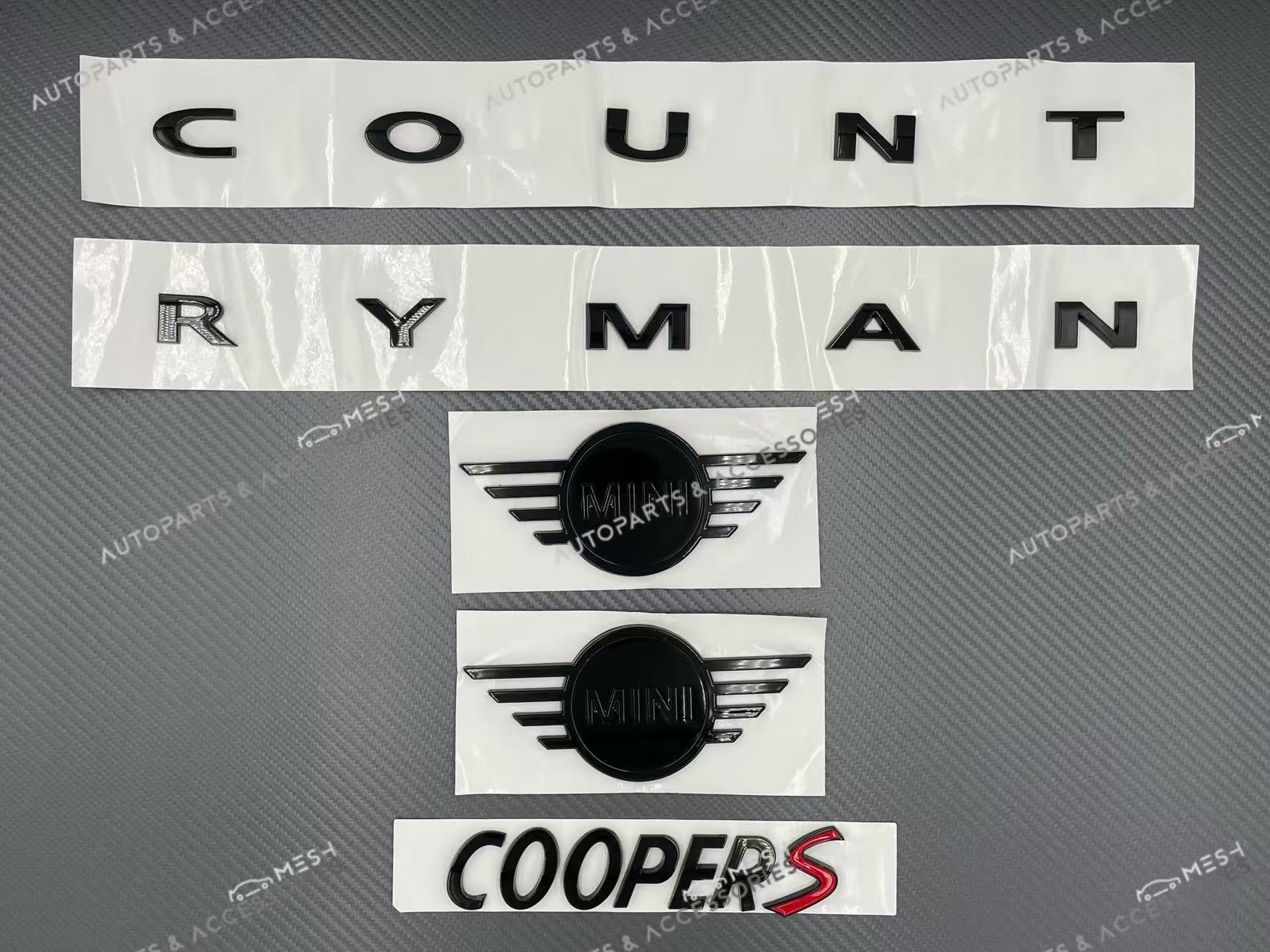 Mesh Autoparts & Accessories Mini Cooper F60 Countryman Gloss Black Emblem Set