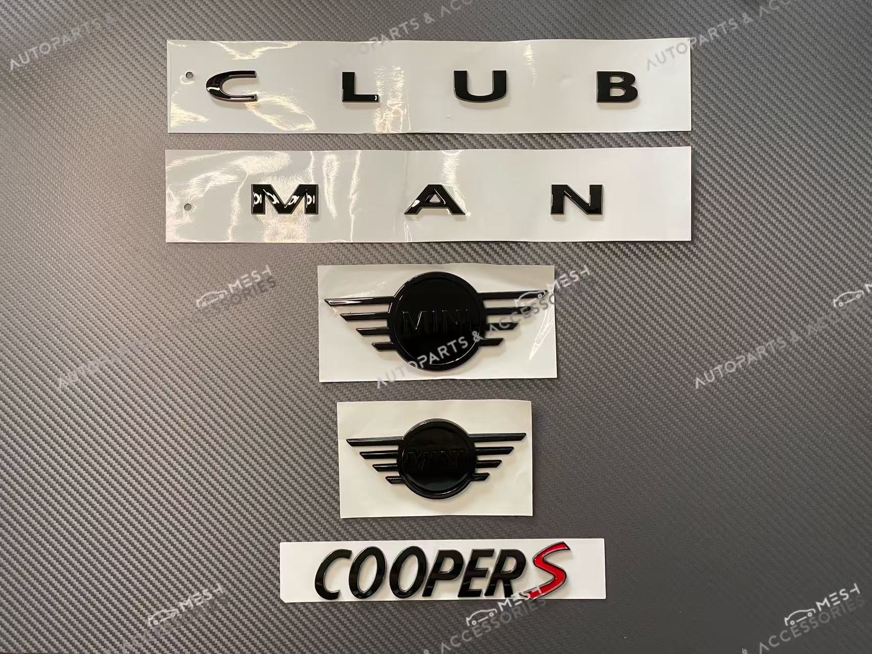 Mesh Autoparts & Accessories Mini Cooper F54 Clubman Gloss Black Emblem Set
