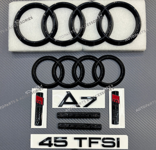 Audi A7 Gloss Black Full Emblem Badge Set