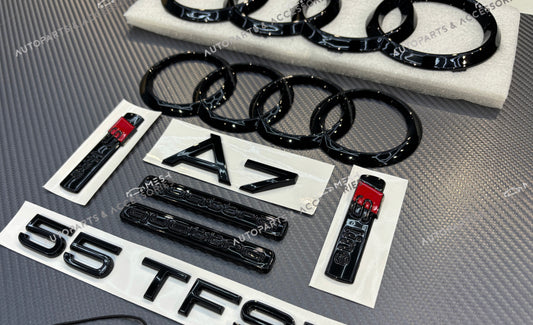 Audi A7 Gloss Black Full Emblem Badge Set