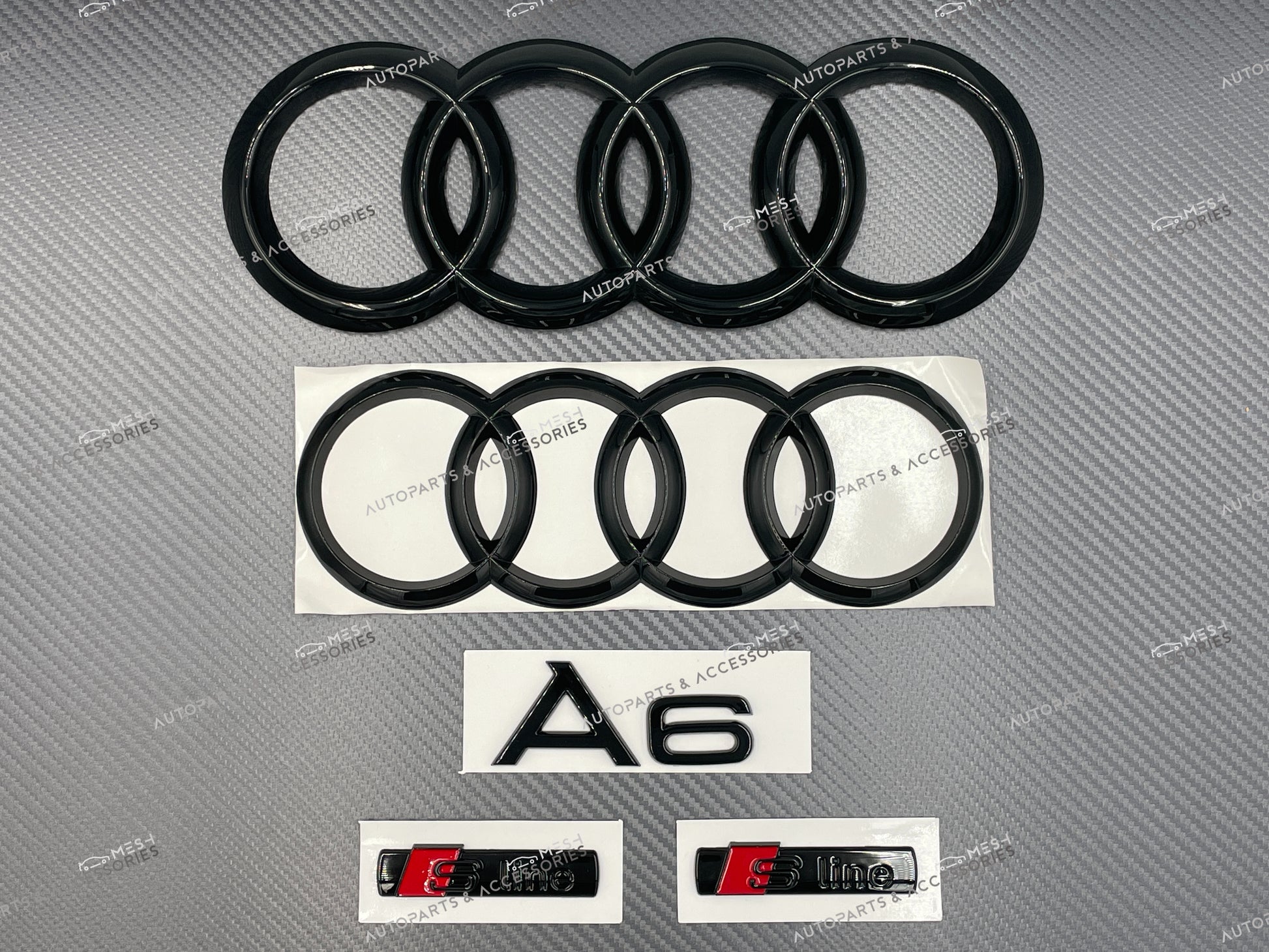 Mesh Autoparts & Accessories Audi A6 Gloss Black Full Emblem Set