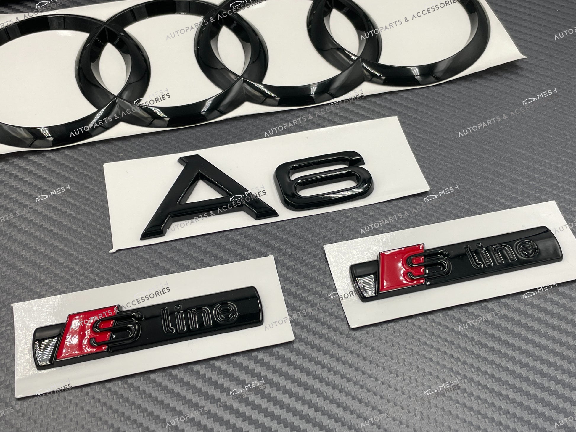 Mesh Autoparts & Accessories Audi A6 Gloss Black Full Emblem Set