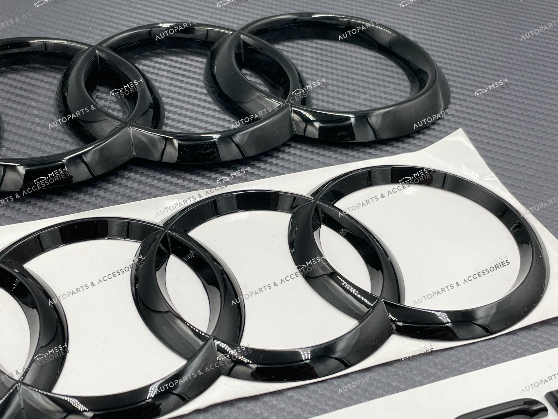 Mesh Autoparts & Accessories Audi Q3 Gloss Black Full Emblem Badge Set